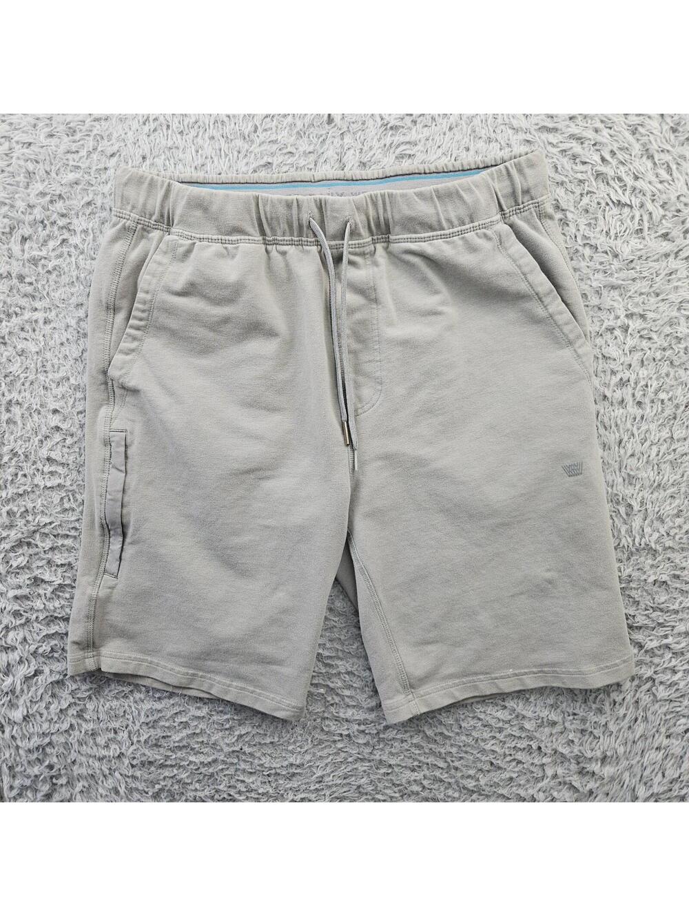 MACK WELDON Ace Sweat Shorts Drawstring Brushed Cotton Velvet Medium Gray Silver